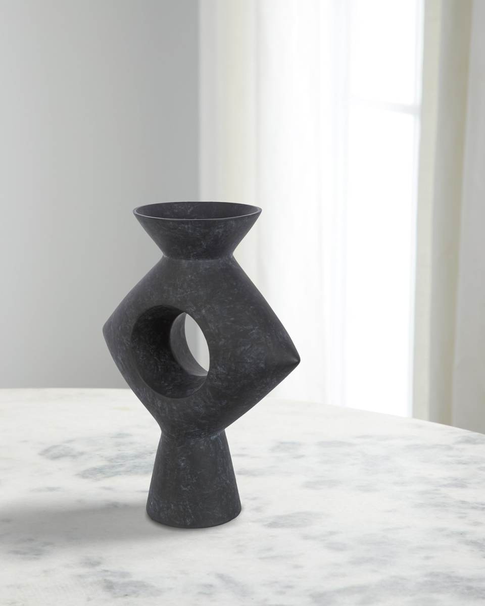 Yagya 17" Ceramic Vase, Black